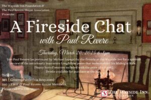 a graphic for the wayside inn fireside chat event
