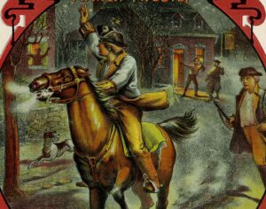 the cover image from sheet music for the Paul Revere Two Step March