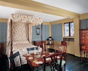 A present-day photograph of the "best chamber" bedroom of the Revere House