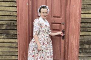Laura Rocklyn in period garb as Abigail Adams