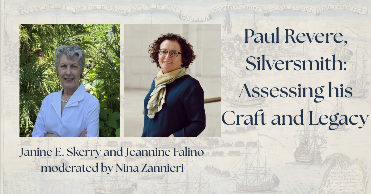 Paul Revere, Silversmith: Assessing Craft and Legacy with images of the two speakers, who are older white women smiling at the camera.